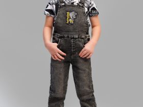 Полукомбинезон текстильный джинсовый для мальчиков