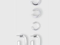 Набор серёжек с каффами, Серебряный