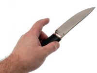 Нож Кайман, сталь PGK , рукоять мельхиор, стабилизированная карельская береза