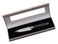 Кухонный нож для чистки овощей и фруктов Hatamoto Kaizen HVT-020, 9.7 см, сталь AUS-8, рукоять ABS-пластик, черный