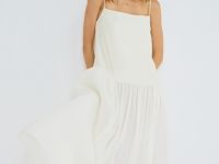 Платье А-силуэта на тонких бретелях, Бежевый