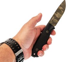 Охотничий нож Hot Knife Hoot, сталь D2 cerakote camo, рукоять черная микарта