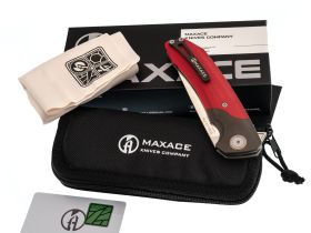 Складной нож Maxace Goliath Red, сталь Bohler K110, рукоять G10 красный/темный больстер