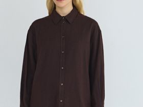 Рубашка с длинным рукавом из смесового льна, Коричневый