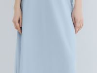 Атласная юбка миди А-силуэта, Голубой