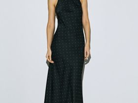 Сатиновое платье с американской проймой, Серый