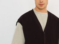 Вязаный жилет на пуговицах, Фиолетовый