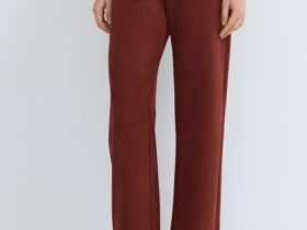 Прямые брюки из искусственной замши, Оранжевый