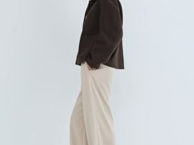 Прямые брюки с эластичным поясом, Бежевый