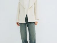 Короткое пальто из шерсти, Бежевый