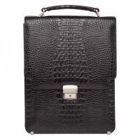 Портфель вертикальный Gilbert Black Caiman