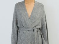 Удлинённый кардиган с поясом, Серый