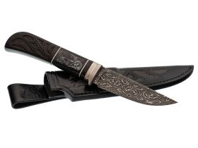 Авторский нож Сова, сталь мозаичный дамаск, подарочная шкатулка