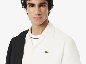 Мужская рубашка Lacoste свободного кроя с вафельной текстурой