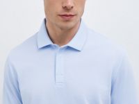 Поло из ткани пике, Голубой