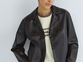 Куртка из искусственной кожи, Коричневый