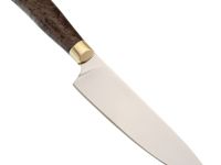 Нож кухонный Шеф-1, сталь Х12МФ латунь, карельская береза