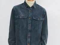 Рубашка из вельвета с эффектом стирки, Синий