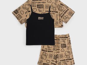 Комплект трикотажный для девочек: майка, шорты, фуфайка (футболка)