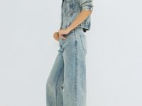 Широкие джинсы со стразами, Голубой