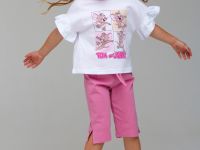 Комплект трикотажный для девочек: фуфайка (футболка), бриджи