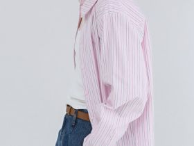 Рубашка в полоску из хлопка, Розовый