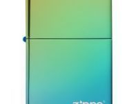 Зажигалка ZIPPO Logo Classic с покрытием High Polish Teal, латунь/сталь, зелёная, глянцевая, 36x12x56 мм