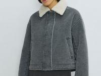 Короткая куртка с меховыми вставками, Серый