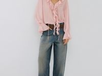 Блузка с рюшами, Розовый