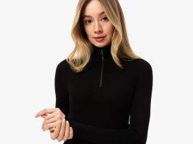 Женский свитер Lacoste с высоким воротником на молнии