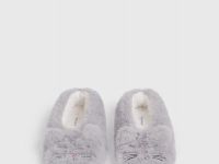 Тапочки с искусственным мехом для девочек, Серый