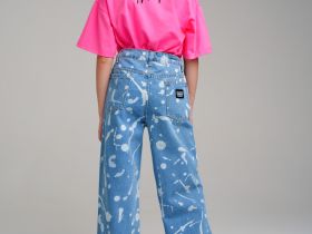 Брюки текстильные джинсовые для девочек