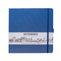 Блокнот для зарисовок Sketchmarker 20*20 cм 80 л 140 г, твердая обложка Королевский синий