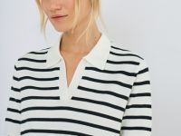 Джемпер с воротником-поло, Белый