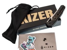 Складной нож Kizer Ara, сталь S45VN, рукоять карбон, черный/золотистый