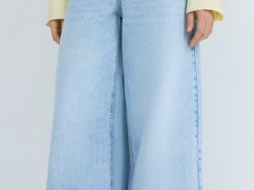 Широкие джинсы с высокой посадкой, Голубой