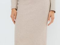 Вязаная юбка миди, Бежевый
