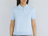 Базовый джемпер поло с коротким рукавом, Голубой