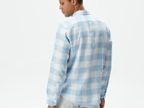 Мужская клетчатая рубашка Lacoste из смеси льна
