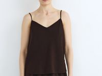 Топ изо льна на бретелях, Коричневый