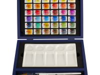 Набор акварели "Белые Ночи" 36 шт х 2,5 мл, кисти, фарфоровая палитра, синее дерево