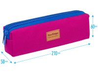 Пенал мягкий 2 отделения Berlingo "Electric pink" 210*60*50 мм, полиэстер, цветные молнии