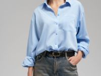 Рубашка объемного кроя в полоску