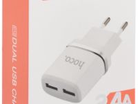 Зарядное устройство Hoco C12 USB/USB 12 Вт Белое