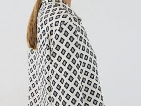 Блузка из вискозы с принтом, Белый