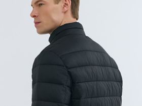 Утеплённая лёгкая куртка с воротником-стойкой, Черный