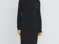 Вязаное платье с пайетками, Черный