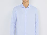 Рубашка из структурной ткани, Голубой