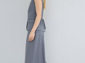 Юбка миди А-силуэта, Серый