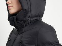 Пуховое полупальто с поясом приталенного силуэта